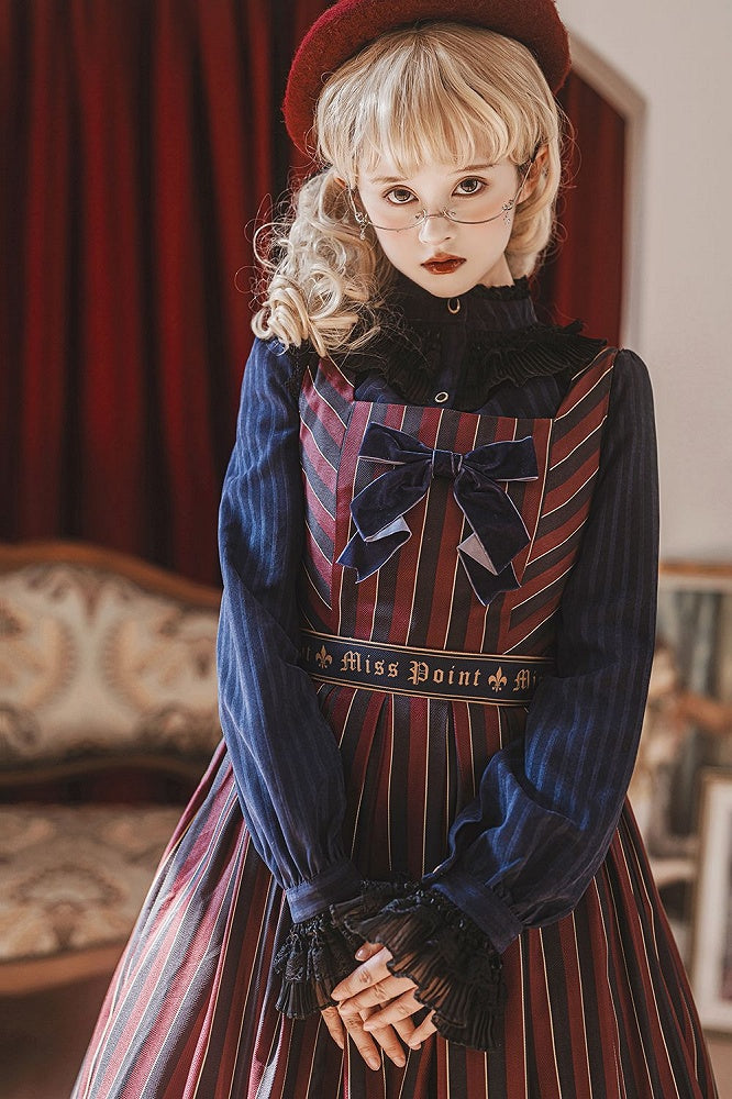Bluse Gothic Kragen / Weiß Dunkel – Blau) Verfügbar Rot Hoch Farben Lolita Stoff 4 Gewaschen in Wildleder (Schwarz