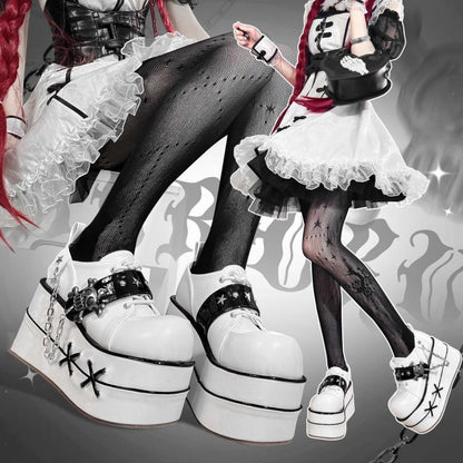 Black and White Star Hunter Pirates Skull Gothic Platforms