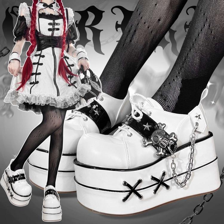 Black and White Star Hunter Pirates Skull Gothic Platforms
