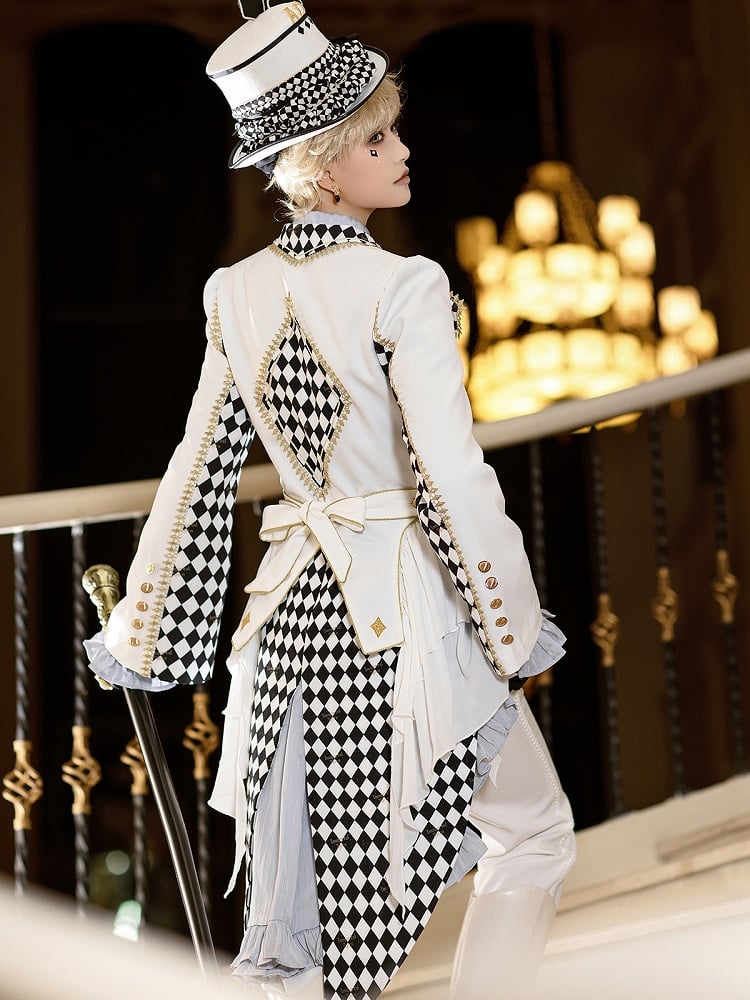 Wonderland Vibes Alice Weißer Ouji Aristocrat Karierter Lolita-Frack in