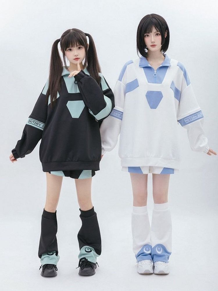 et chauffe-pieds Light Embroidery Moon White Tenshi Star Kaiwai Leg Blue