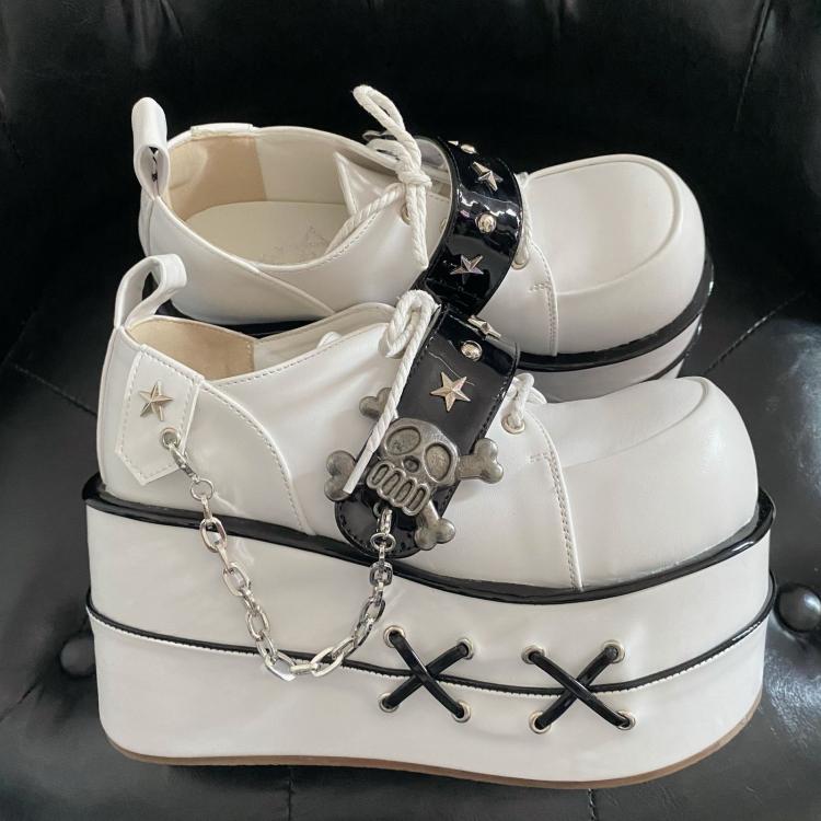 Black and White Star Hunter Pirates Skull Gothic Platforms