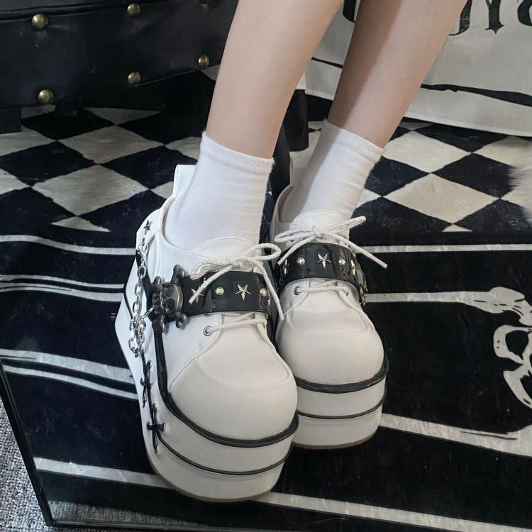 Black and White Star Hunter Pirates Skull Gothic Platforms