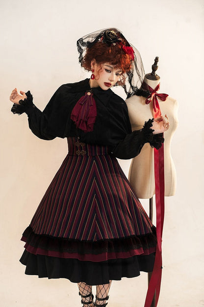 Corset Available Colors High-Waist 4 Skirt Gothic Striped – Lolita