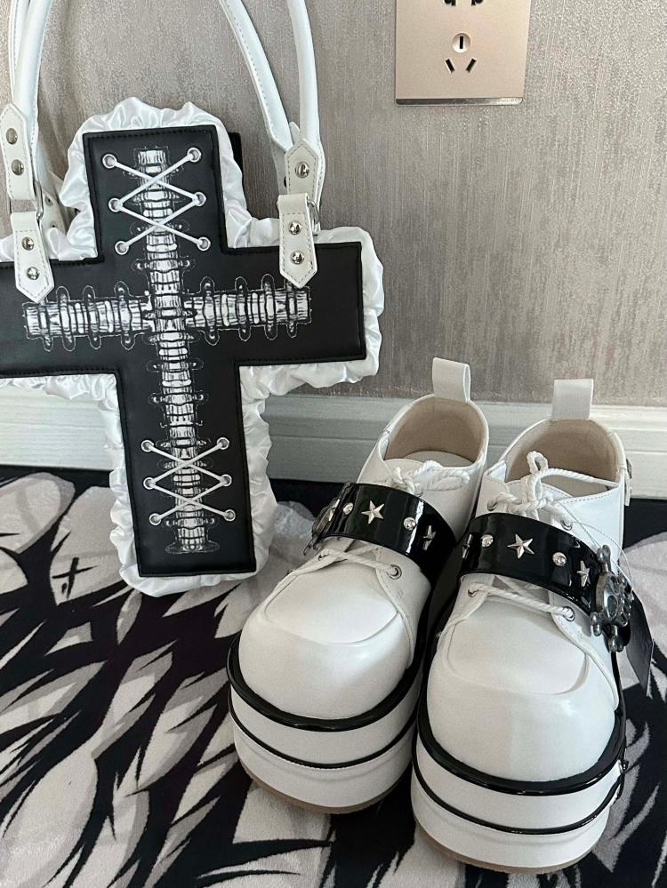 Black and White Star Hunter Pirates Skull Gothic Platforms