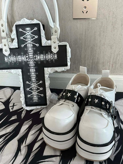 Black and White Star Hunter Pirates Skull Gothic Platforms