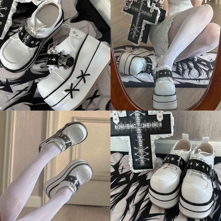 Black and White Star Hunter Pirates Skull Gothic Platforms