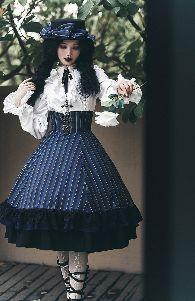 Corset Available Colors High-Waist 4 Skirt Gothic Striped – Lolita