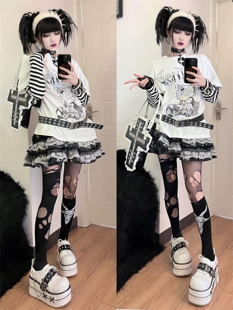 Black and White Star Hunter Pirates Skull Gothic Platforms