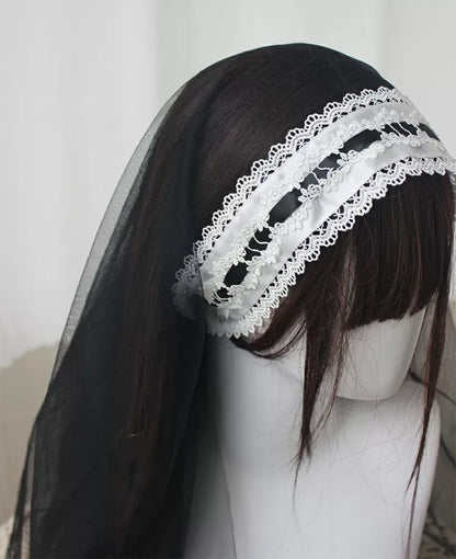 Veil Black White Clearance Lolita Head - Nun
