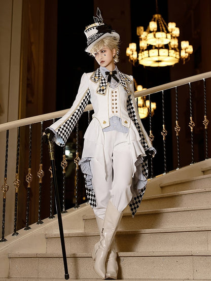 Wonderland Vibes Alice Weißer Ouji Aristocrat Karierter Lolita-Frack in