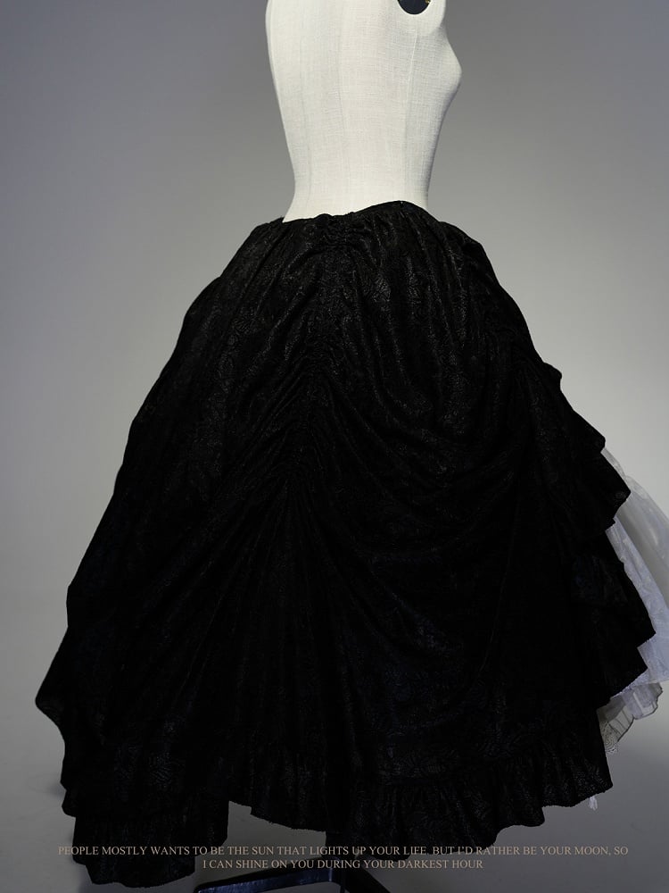 Gothic Lolita Drawstring Overlay Black