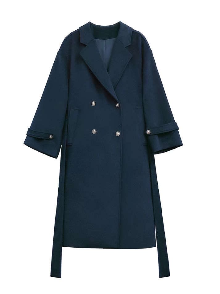 Coat V-neck Pea Dark Blue