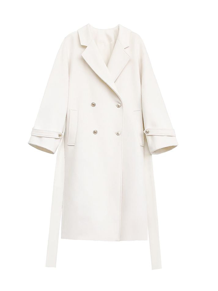 V-neck Pea White Coat