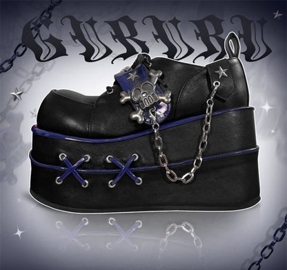 Black and Blue Star Hunter Pirates Skull Gothic Platforms