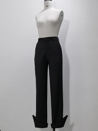 Schwarze Ouji-Hose mit geradem Bein