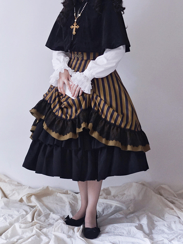 Corset Available Colors High-Waist 4 Skirt Gothic Striped – Lolita