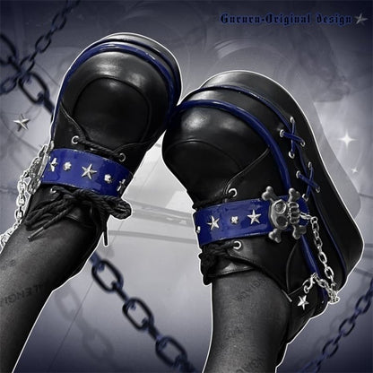Black and Blue Star Hunter Pirates Skull Gothic Platforms