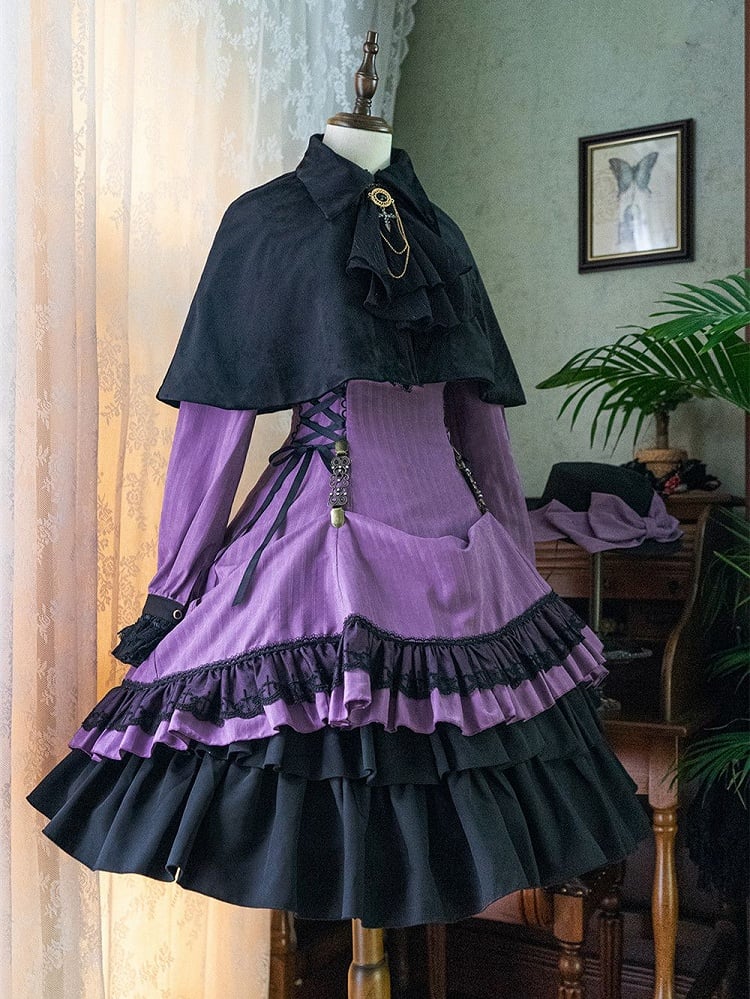 Eleganter Umhang Herbstkragen Turn-Down Lolita Kurzer Samt mit