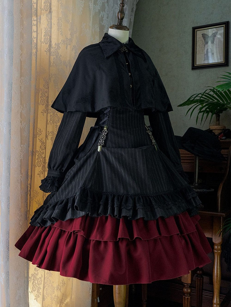 Eleganter Umhang Herbstkragen Turn-Down Lolita Kurzer Samt mit