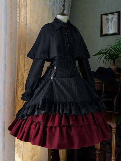 Elegant Cape Autumn Collar Turn-Down Lolita Short Velvet with