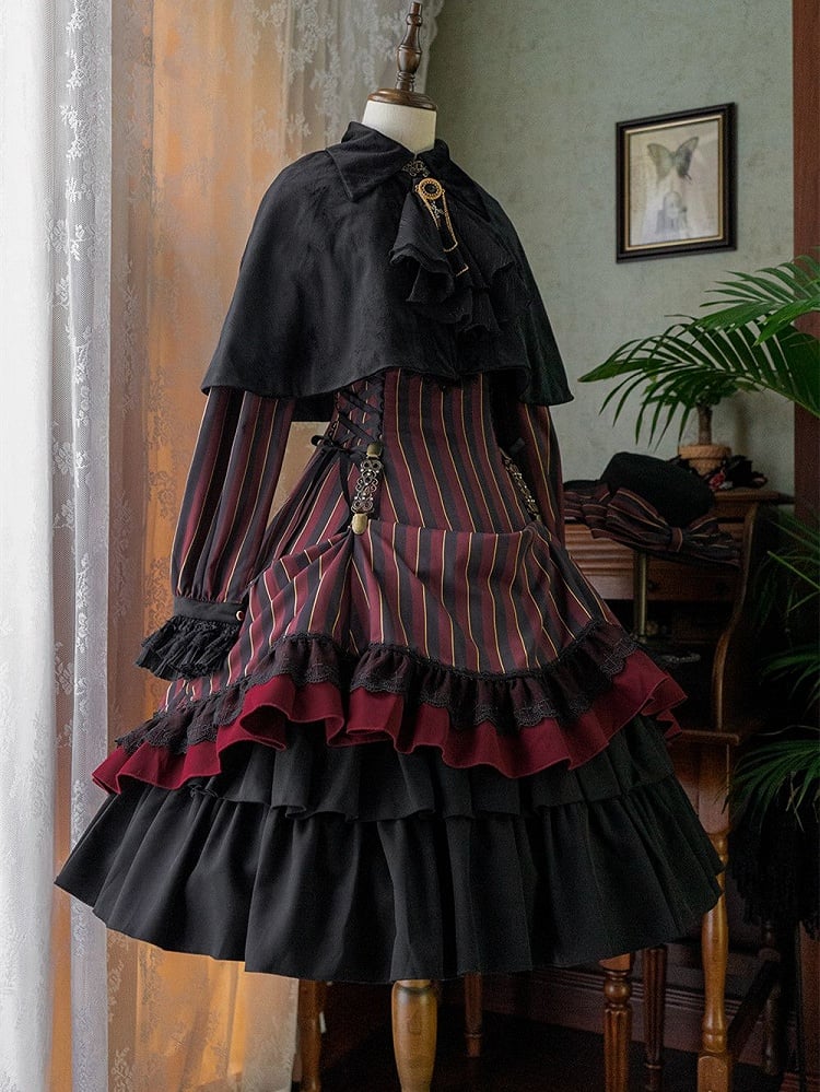 Eleganter Umhang Herbstkragen Turn-Down Lolita Kurzer Samt mit