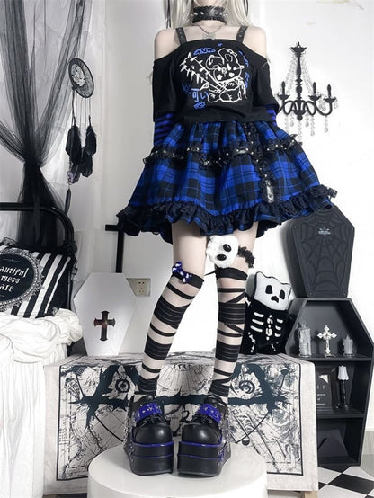 Black and Blue Star Hunter Pirates Skull Gothic Platforms