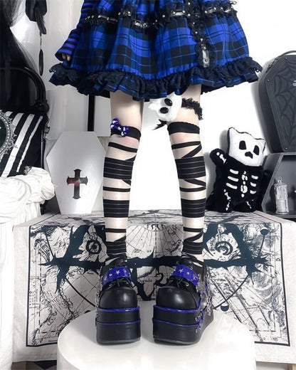 Black and Blue Star Hunter Pirates Skull Gothic Platforms