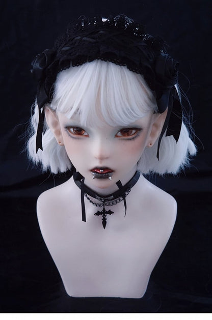 Black Lace-up Handmade Cross Rose Details Hairband