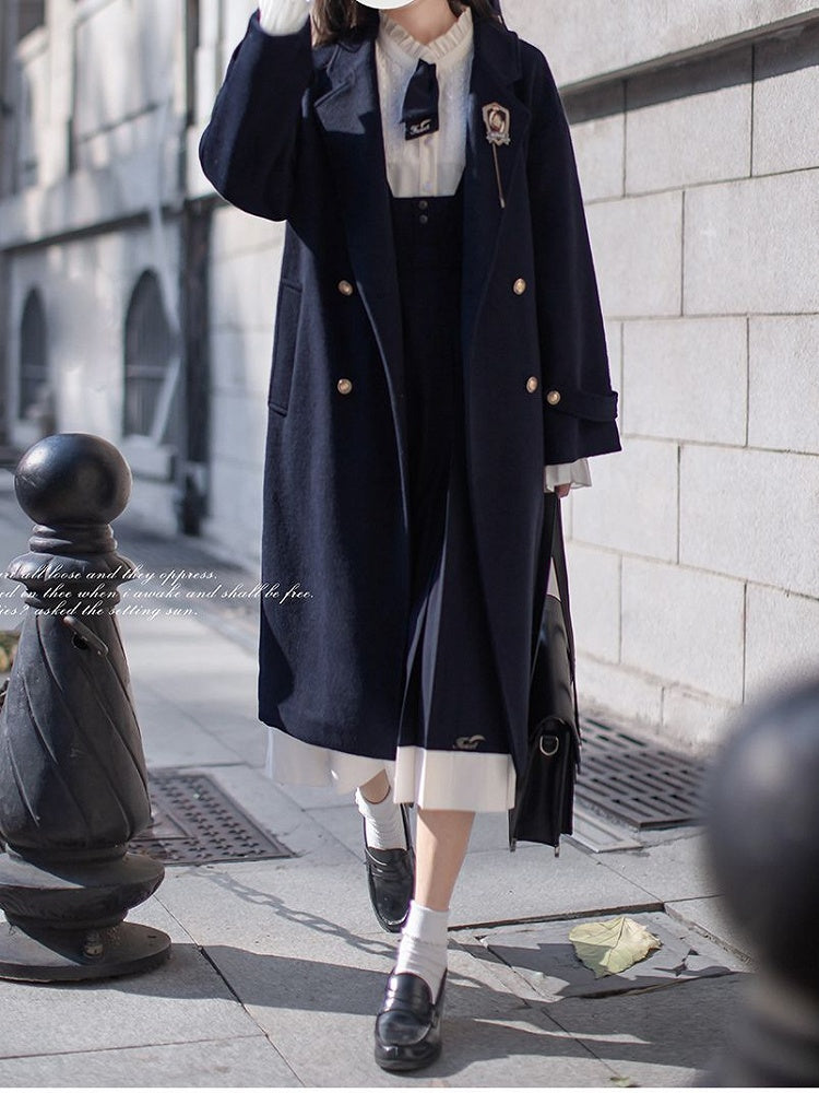 Coat V-neck Pea Dark Blue