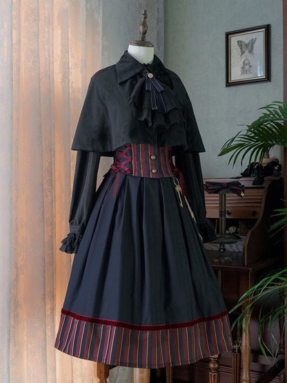 Elegant Cape Autumn Collar Turn-Down Lolita Short Velvet with