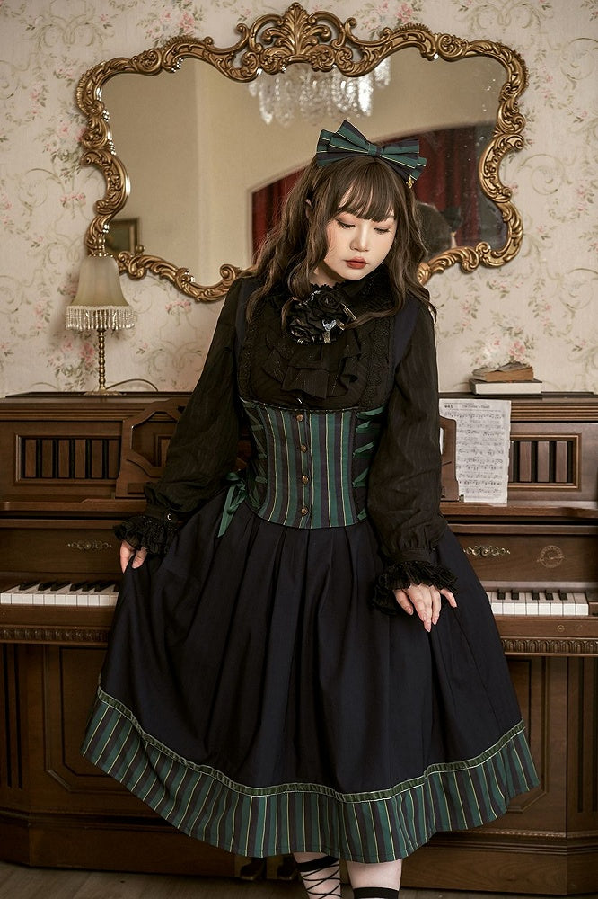 Bluse Gothic Kragen / Weiß Dunkel – Blau) Verfügbar Rot Hoch Farben Lolita Stoff 4 Gewaschen in Wildleder (Schwarz