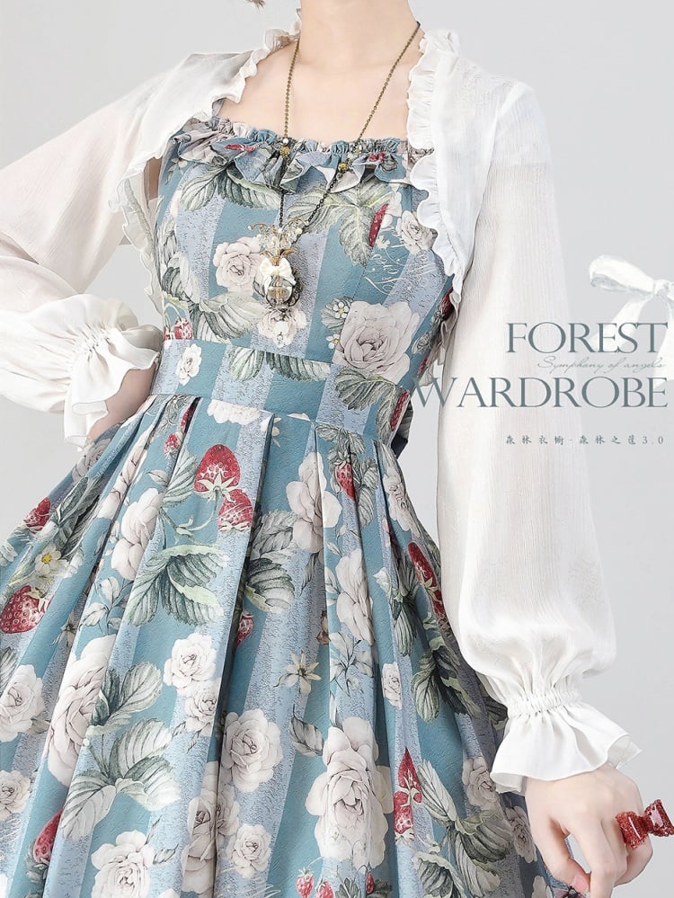 ホワイトシフォン伸縮性のある袖口のクロップドトップス