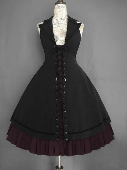 Plus Size Friendly - Schwarzer Blazerkragen Neckholder Gothic Pulloverrock