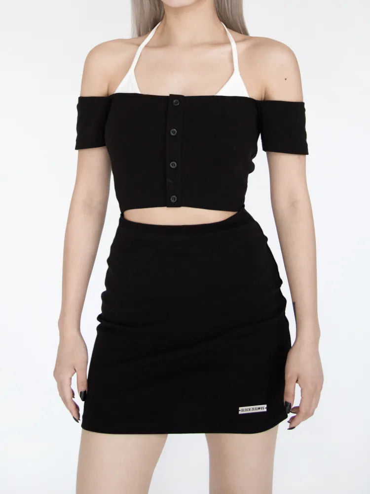 S Taille Kleid Brust Neckholder Ausschnitt Schwarz Ausverkauf 67CM Größe - für