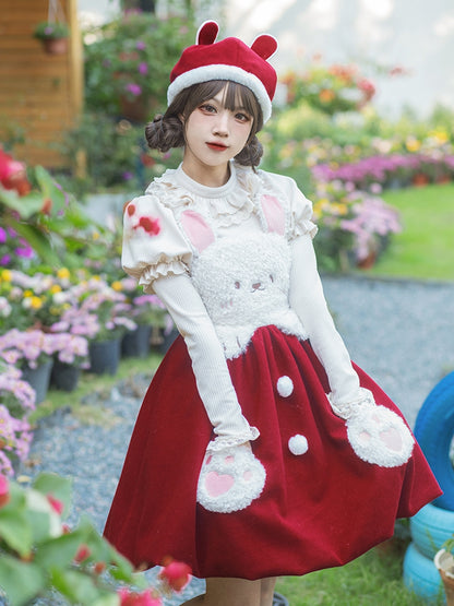 Bust S Trim White Clearance-Size Round Ruffle Neck Autumn Knitted for 90CM Souffle Top