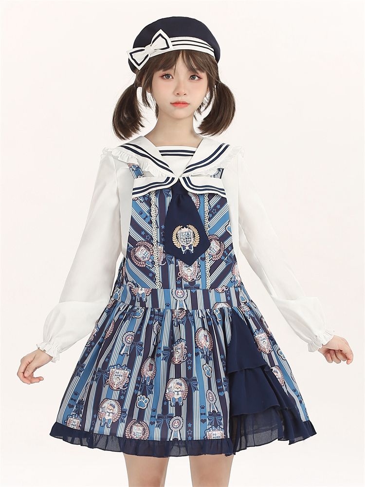 Dog's Detail Bowknot Pattern Dress Overall Badge Glory Dog