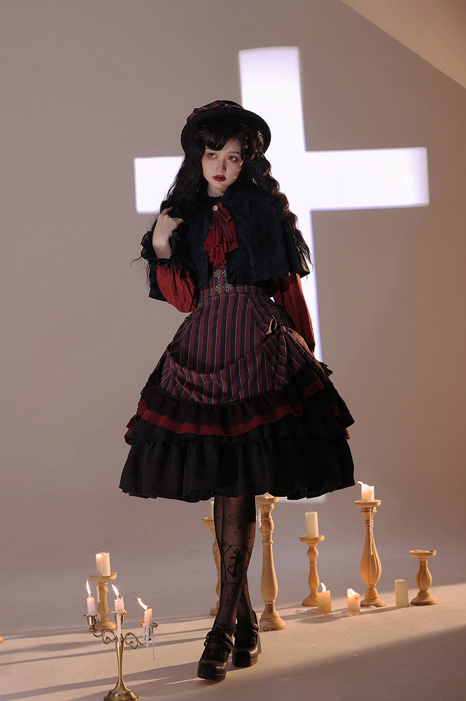 Corset Available Colors High-Waist 4 Skirt Gothic Striped – Lolita