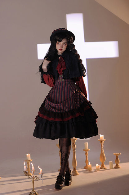 Corset Available Colors High-Waist 4 Skirt Gothic Striped – Lolita