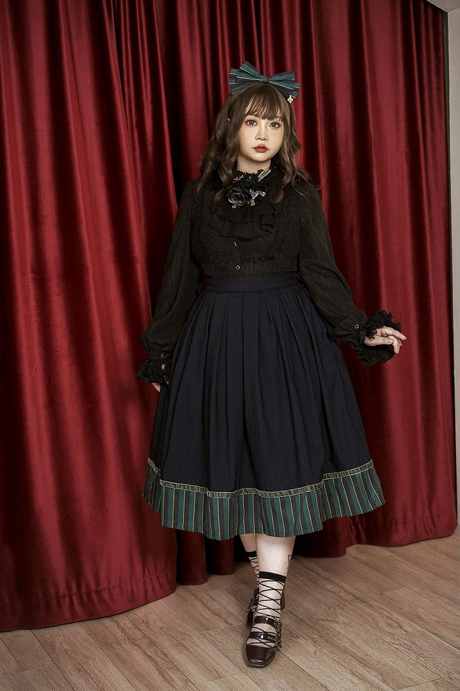 Bluse Gothic Kragen / Weiß Dunkel – Blau) Verfügbar Rot Hoch Farben Lolita Stoff 4 Gewaschen in Wildleder (Schwarz