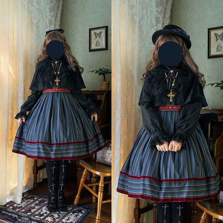 Striped Big four in Otome Style with Lolita – Sash Jumper colors.) Bow Skirt Gothic (Available magical