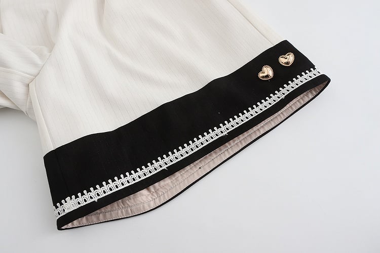 White Ouji Heart Buttons with Fabric Lolita Golden Striped Shorts