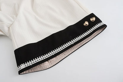 White Ouji Heart Buttons with Fabric Lolita Golden Striped Shorts