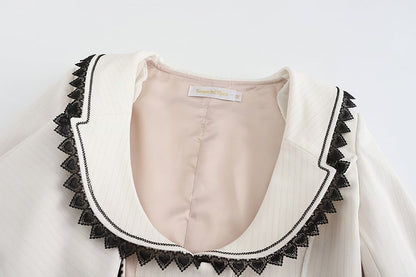 Lolita Split-Tail Ouji Cape Coat White Bunny-Ear Detachable with Aristocrat