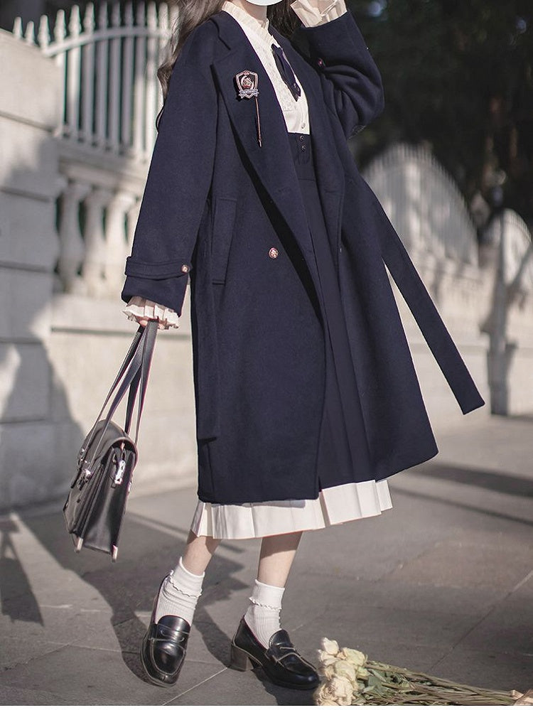 Coat V-neck Pea Dark Blue