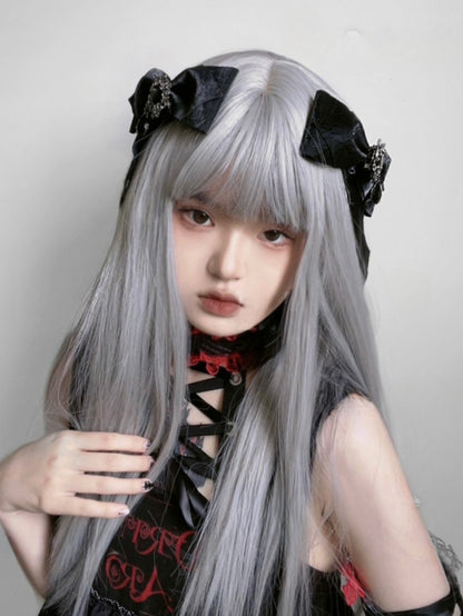 Schwarze Haarspange mit Strasssteinen und Schleife