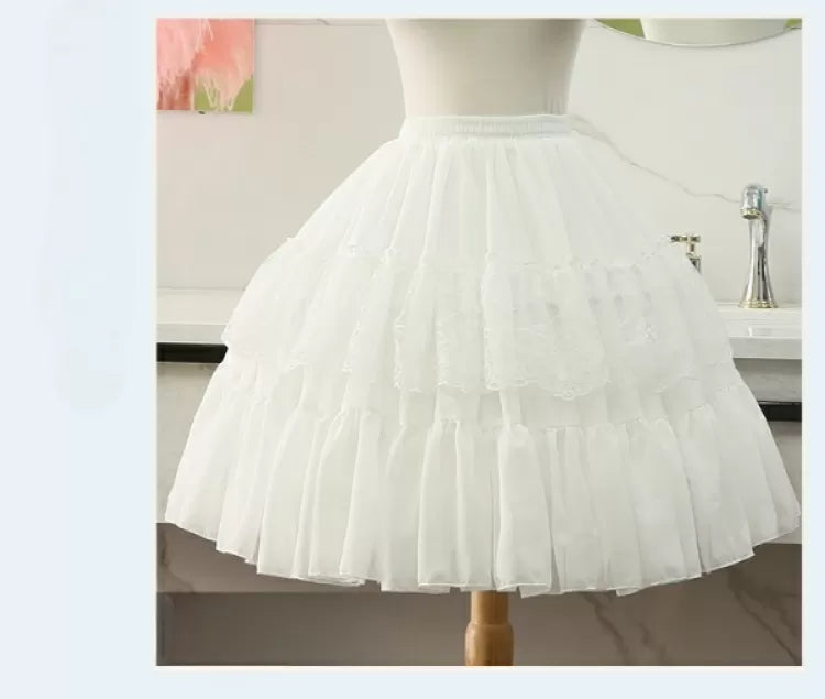 Ausverkauf - Weißer Petticoat aus Chiffon, 55 cm, A-Linie, Fischgrätenlänge