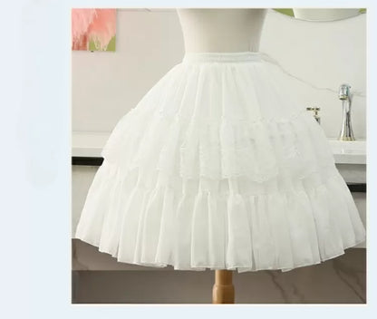 Ausverkauf - Weißer Petticoat aus Chiffon, 55 cm, A-Linie, Fischgrätenlänge