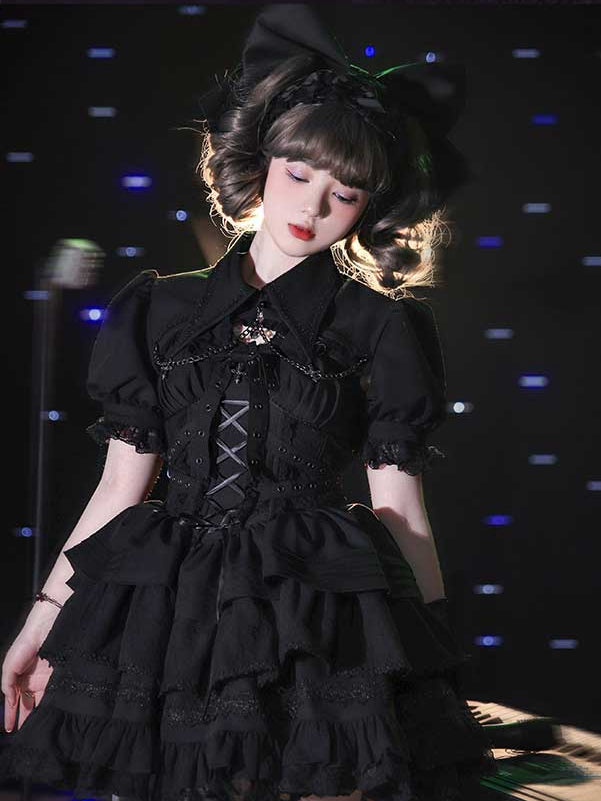 Black Gothic Chain Details Bolero