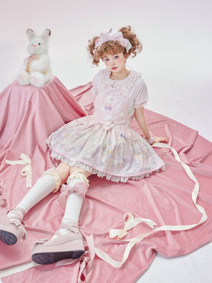 Unicorn and Dessert Pink Sweet Lolita Detachable Hooded Overall Dress